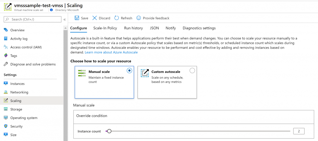 VMSS scaling Option